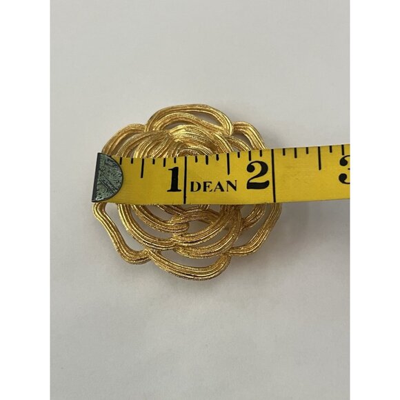 Christian Dior Floral Openwork Rose Brooch Gold Tone Made In Germany Signed - Picture 5 of 5